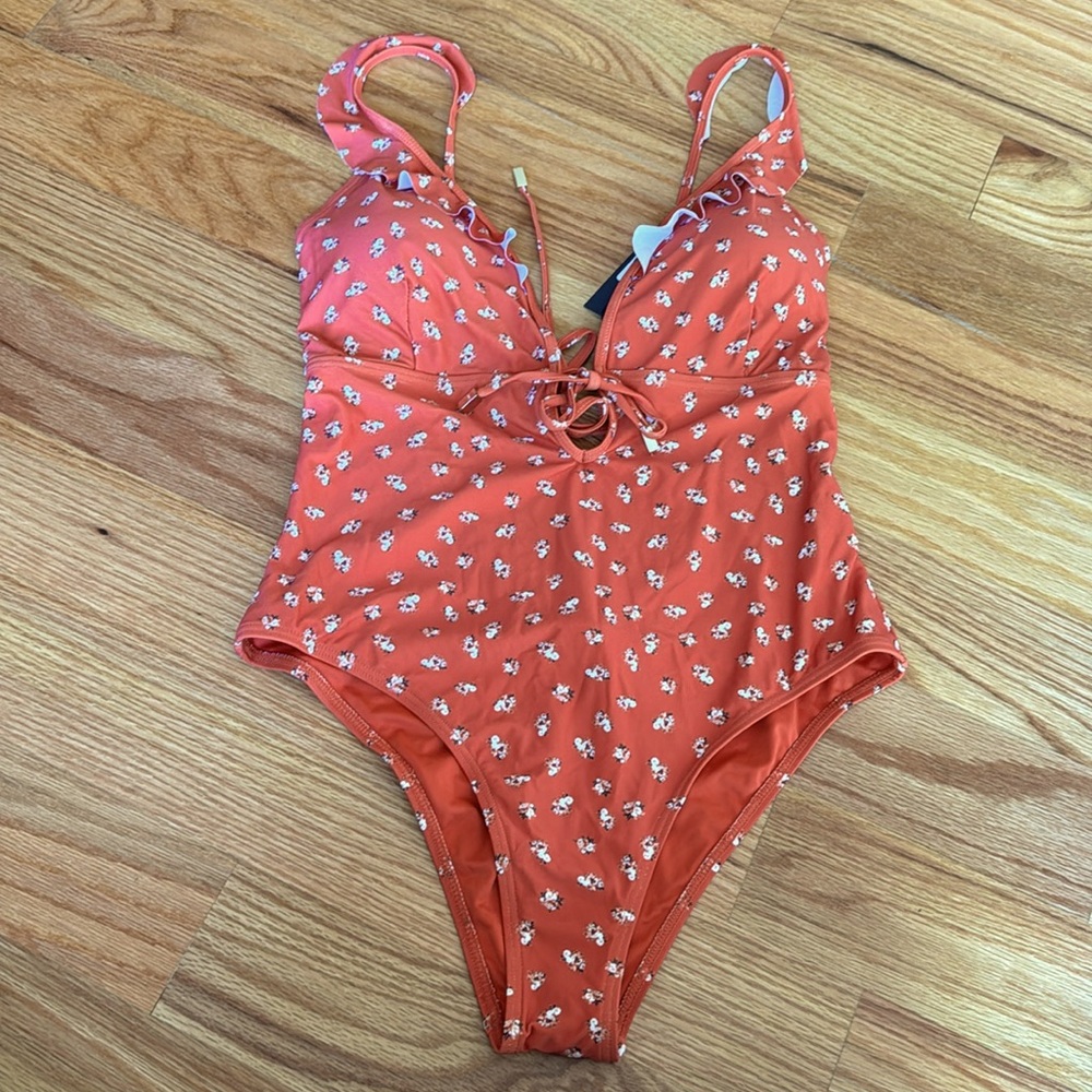NWT one piece low cut open back swimsuit sz 10